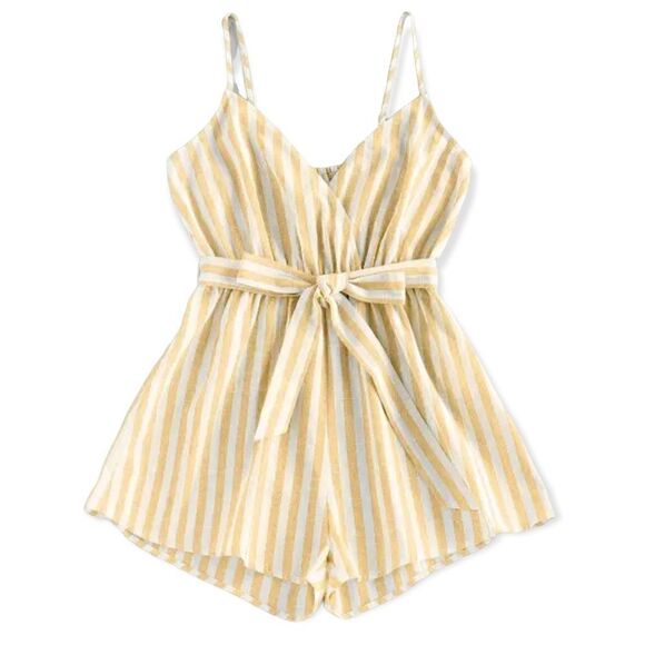 New ZAFUL Striped Belted Cami Wide Leg Romper Size Large - Picture 1 of 10